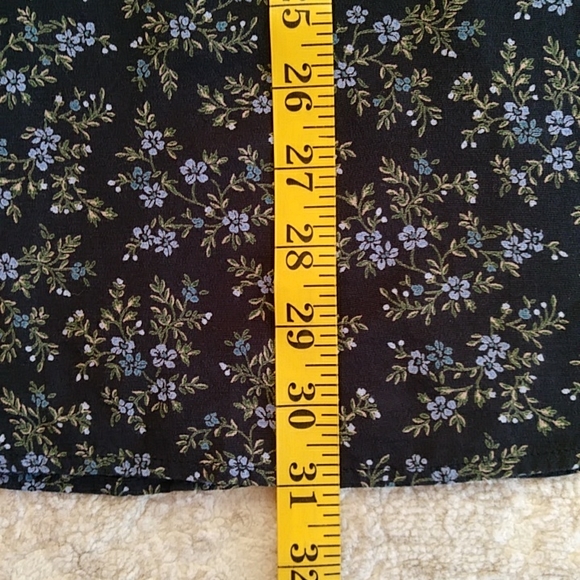 L.L. Bean Floral Lined Women's A-Line Skirt Plus 14P Black Blue - Picture 14 of 14